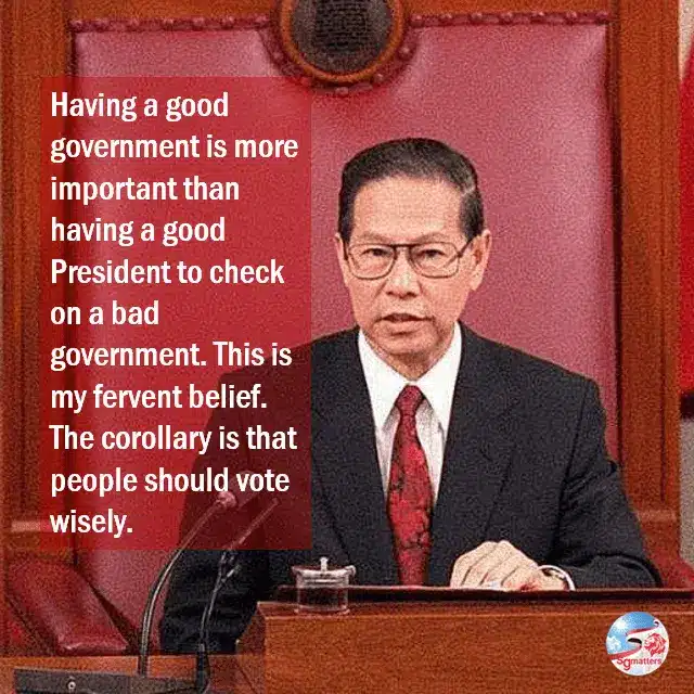 president ong teng cheong last words in farewell speech