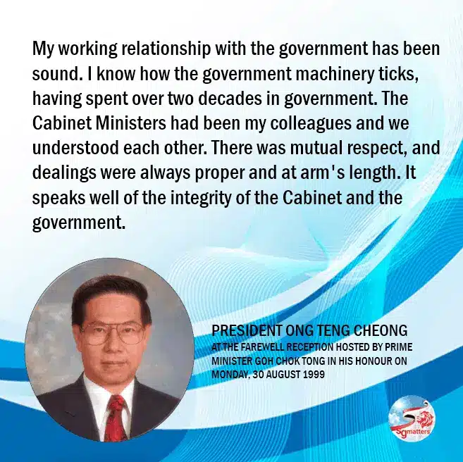 president ong teng cheong last words in farewell speech