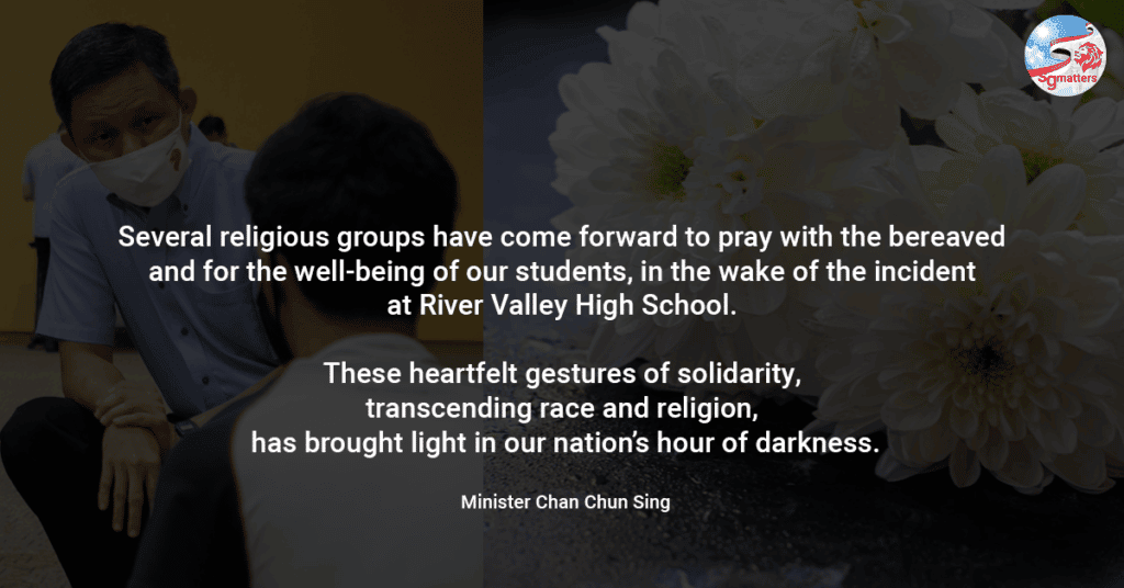 Heartfelt gesture on racial harmony day brings light in our nation's hour of darkness: Chan Chun Sing