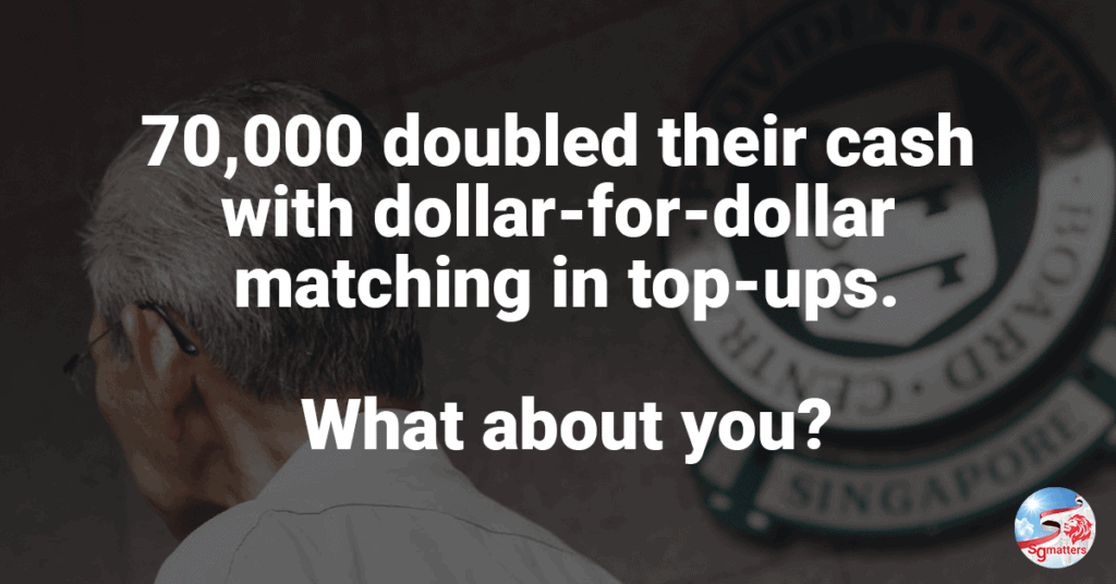 70,000 take advantage of the Matched Retirement Savings scheme; $40 million in top-ups.