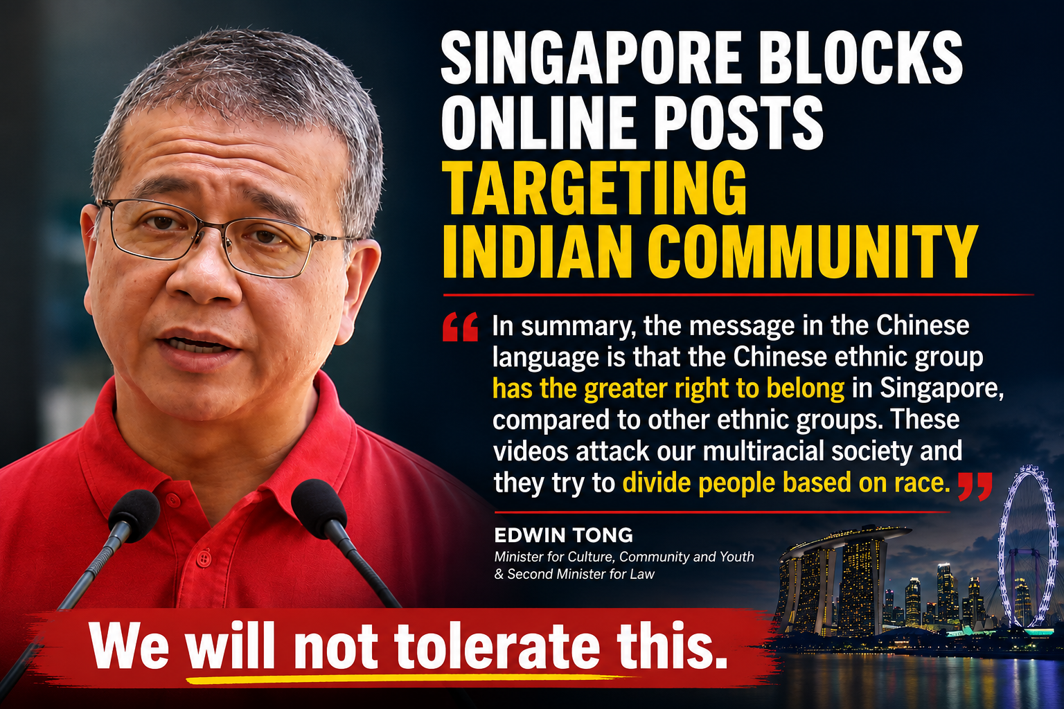 Singapore racial harmony foreign online content