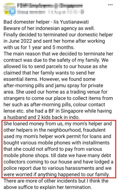 Screenshot of a Employer's Facebook Post